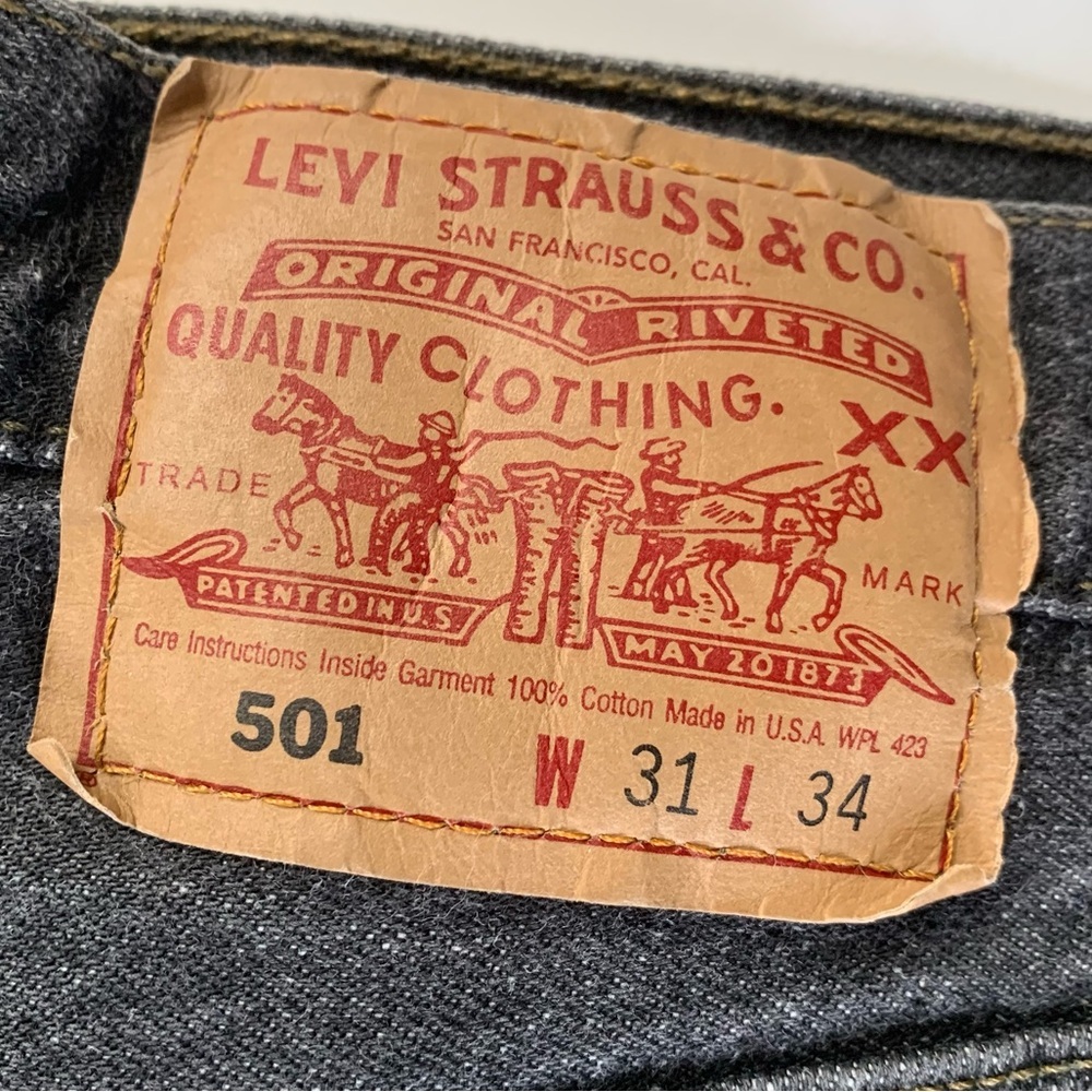 Vintage black Levi’s 501 jeans. Made in USA
